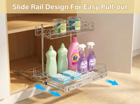Organisateur coulissant multifonctionnel et détachable en métal à double niveau, moderne et durable, pour évier de cuisine, pour le rangement des couverts et le nettoyage