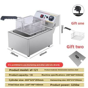 Friggitrici elettriche elettriche cina 13L 220V 3.25Kw da banco in acciaio inossidabile Multi-Plug di qualità commerciale professionale - Product Image 6