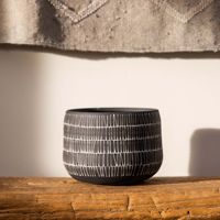 Pot de fleurs en céramique terracotta bohème avec trous de drainage, finition émaillée noir et blanc, cadeaux pour les amateurs de plantes