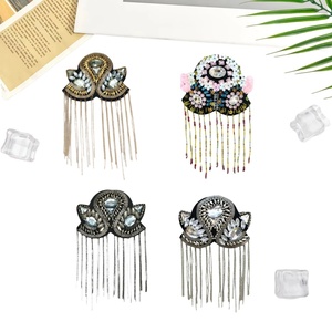 Applique Ricamata a Forma di Pentagramma <span class=keywords><strong>con</strong></span> Paillettes e Nappe, Distintivo da Spalla Fatto a Mano per Abbigliamento da Palcoscenico - Product Image 1