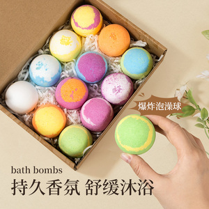 Bombes de bain aux fleurs séchées, faites à la main, aux huiles essentielles naturelles, relaxantes, pour bain moussant, coffret cadeau pour femmes, marque privée - Product Image 4