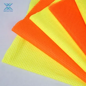 LX bán buôn en20471 Hi VIS 100% Polyester vải lụa chức năng phản chiếu lưới vải 75D sợi nhuộm đồng bằng 58/60 "En ES