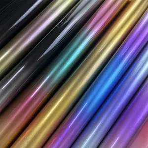 PVC tessuto in ecopelle Rainbow gradiente di rivestimento sintetico di trasferimento artificiale per scarpe tavolo tappetino borse