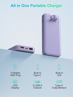Batterie externe ultra puissante 12000 mAh à chargement rapide avec affichage numérique et câble intégré, logo OEM, meilleure vente 2025 des usines chinoises