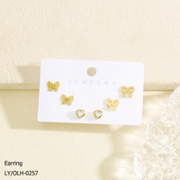Bijoux tendance pour femmes de haute qualité, plaqué or 18 carats, acier inoxydable, goutte d'eau, cœur, zircon, boucles d'oreilles à clous
