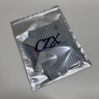 Sacs à fermeture éclair argentés avec logo personnalisé pour vêtements, sweats à capuche, emballage plastique refermable, sacs à fermeture éclair pour vêtements