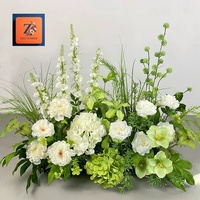 Set Bunga Hydrangea Buatan Sutra Putih & Hijau, Dekorasi Pernikahan, Perlengkapan Dekorasi Lorong Acara, Rangkaian Bunga Tahan Lama