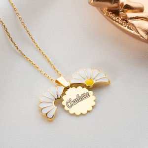 Collar personalizado con mensaje secreto de margaritas delicadas para mujer, colgante hecho con iniciales grabadas, regalo de cumpleaños para mamá <span class=keywords><strong>y</strong></span> maestra - Product Image 2