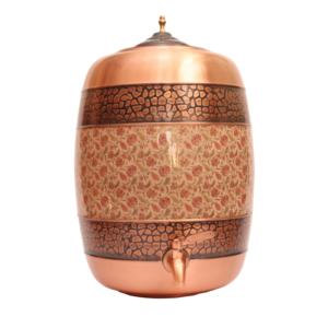 Distributeur d'eau artisanal 100 % cuivre pur - Matka ayurvédique martelé et imprimé floral avec robinet anti-fuite pour la maison et l'hôtel - Product Image 4