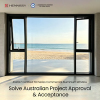 Fenêtres verticales en aluminium AS2047 AS2208 à double vitrage en verre trempé pour l'extérieur, fenêtres résidentielles pour l'Australie, best-sellers
