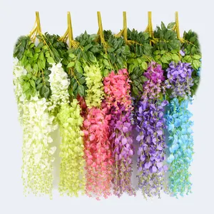 Enredadera Artificial de glicina para decoración de dormitorio y sala de estar, flor de ratán, planta de seda, arreglo de flores, imagen para fiesta en casa y boda