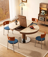 Table à manger extensible en pierre de quartz, pliable, pour petites maisons ; bois massif de couleur crème, style mi-siècle