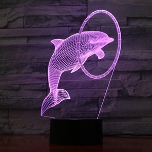 Popular <strong>Flash</strong> <strong>3D</strong> Illusion LED Nightlight 7 Colorful Change Light Desk Lamp Dolphin <strong>Animal</strong> Figure Toys - Product Image 5