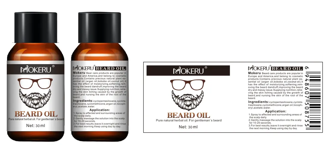 Aceite de crecimiento de barba Natural para hombres, aceite esencial orgánico de marca privada para crecimiento de barba y cabello
