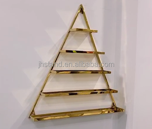 Boutique oro redondo montado en la pared estante de exhibición de esmalte de uñas estante de exhibición de pared triangular de acero inoxidable para tienda de salón de uñas - Product Image 4