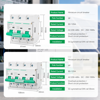 DZ47-125 minyatür devre kesici 10KA 125A DC MCB 1 2 3 4 kutup 63A 80A 100A 125A 600V güneş Mini kesici 80 Amp 100 Amp 125