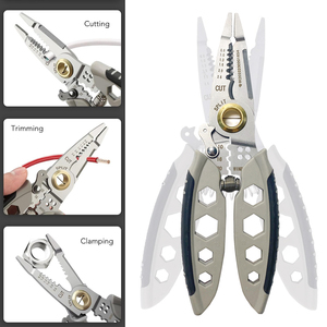 Pince à dénuder manuelle multifonction OEM métrique 7 pouces en acier inoxydable, coupe-câble et outil de sertissage pour le bricolage - Product Image 4