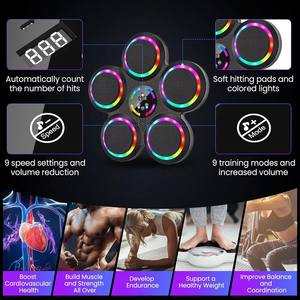 Machine de boxe musicale intelligente RS à fixation murale avec réglage de la vitesse à 9 niveaux, machine de boxe à un coup avec lumière LED - Product Image 2