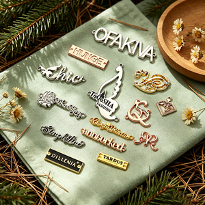 Premium Custom Metal Brand Plates Personalized Logo Sewable Metal <b>Labels</b> Private <b>Name</b> Tags for Handbags Wallets Apparel - Product Image 2