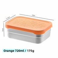 Récipient de cuisine rectangulaire en acier inoxydable de 230 ml avec couvercle en silicone de qualité alimentaire anti-fuite pour la conservation des sauces