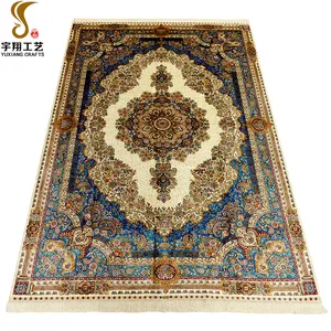 YUXIANG Karpet Sutra Persia 6'X9', Karpet Area Simpul Tangan untuk Pintu Buatan Tangan, Karpet Sutra Turki