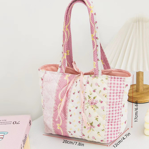 Gran oferta, bolsa de viaje de algodón acolchado Rosa Floral ligera, bolsa de regalo de compras portátil personalizada para chica de belleza - Product Image 1