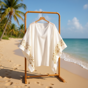 Copricostume da donna con ricamo a filo dorato Paisley Flower 135x140cm - Product Image 3