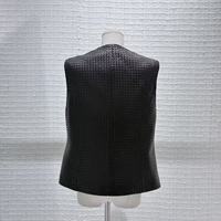 Gilet en cuir tricoté respirant en peau de mouton pour femme, personnalisable en usine, à simple boutonnage, idéal pour le superposition quotidienne