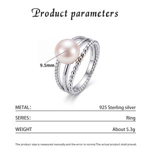 Freshwater Pearl <b>Ring</b> S925 Silver Jewelry Multi Row Beaded Zircon <b>Adjustable</b> <b>Ring</b> For Women Wholesale - Product Image 6