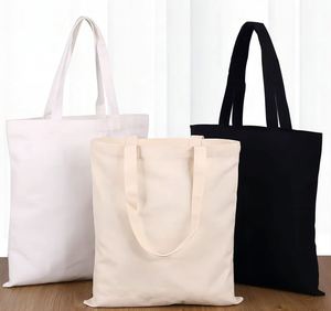 กระเป๋าผ้าแคนวาสสีพื้นแบบใช้ซ้ำได้ ขนาด 30*35, 35*40, 20*25, 25*30 ซม. สีขาว, สีเบจ, สีดำ ขายส่ง - Product Image 1