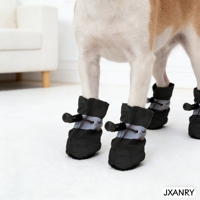 Chaussures pour animaux de compagnie JXANRY - Bottes imperméables antidérapantes en Oxford réfléchissantes pour petits chiens et chats avec boules en cuir - Bottes de pluie pour animaux de compagnie