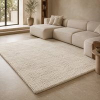 Tapis Minimaliste en Laine Crème Blanc Doux et Épais, Luxe Moderne, Tufté à la Main, pour Chambre, Salon, Villa, Hôtel, Designer