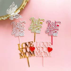 Acrylic <strong>Best</strong> MOM Birthday Party Cake Topper Golden Thanksgiving Mothers Day Love <strong>Mum</strong> Holiday Cake Decoration - Product Image 1