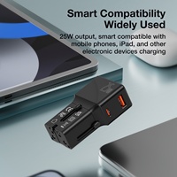 Enchufe de Extensión USB-C Wontravel Super Rápido de 25W PD QC, Cargador de Viaje Mini Universal Ignífugo para PC, Enchufe EU/UK/USA/AU