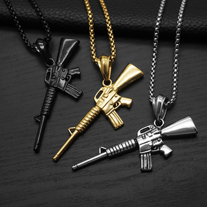 Hip Hop Punk personnalisé étanche 316 acier inoxydable Pvd rempli or plaqué mode bijoux pendentif colliers pour hommes homme - Product Image 1