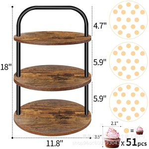 Spot Cross Border Ironwood 3 <b>Tier</b> <b>Cake</b> Stand Round Desktop Storage Rack For Party Dessert Display - Product Image 3