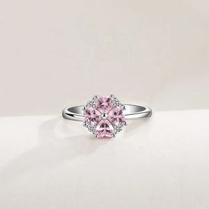 Conjuntos de Joyería de Plata de Ley 925 con Colgante de Trébol <span class=keywords><strong>Rosa</strong></span>, Collar, Anillo, Pendientes y Pulsera para Mujer, Venta al por Mayor - Product Image 4