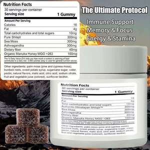 Gomitas de Shilajit, Musgo Marino y Ashwagandha OEM de Marca Privada, Suplemento para el Apoyo Inmunológico Masculino, Mezcla de Píldoras Herbales para la Densidad Ósea - Product Image 5