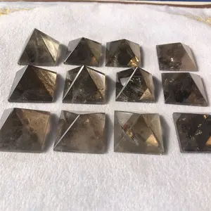 Pirámide de cuarzo ahumado tallado a mano, cristal curativo Natural, venta al por mayor