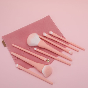 Ensemble de pinceaux de maquillage en poils synthétiques de couleur bonbon, manche en plastique, vente directe d'usine Laughing Fox, poudre libre, réparation, angulaire - Product Image 2