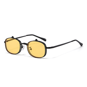 Square <b>Frame</b> <b>Sunglasses</b> Metal Gold UV400 Unisex <b>Small</b> Flip Up Style - Product Image 4