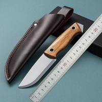 Couteau de chasse à lame fixe Full Tang, manche en bois, brise-vitre, outil tactique de survie pour le camping en extérieur