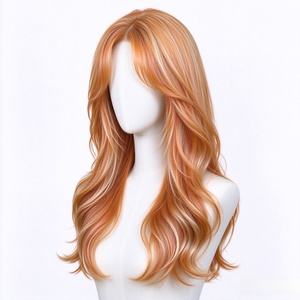 วิกผมมนุษย์แบบยาวเป็นชั้นๆ สีส้มขิง พร้อมหน้าม้าทรงกรอบหน้า - Product Image 6