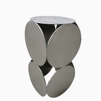 Table basse en acier inoxydable, table d'appoint ronde en métal, design sculptural, table d'appoint moderne pour salon, bureau