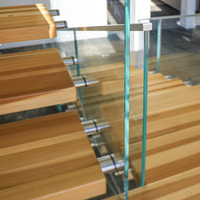 EKOO Garde-corps de balcon intérieur à fixation latérale, sans cadre, en verre trempé et acier inoxydable, économique