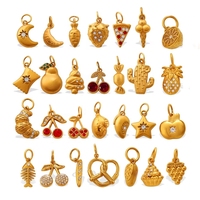 Gourmet Gallery |   Pendentif breloque en acier inoxydable plaqué or PVD 18 carats pour la fabrication de bijoux (thème boulangerie, aliments, fruits) |   Imperméable et durable
