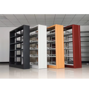 Factory Direct Cheap Double Side Steel Book <strong>Shelves</strong> for Home Office and School Library Furniture Metal Wooden Bookcase Bookshelf