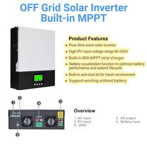 Inversores Solares Híbridos de CA/CC de 3000VA 2400W con Controlador de Carga MPPT, Precio al por Mayor, 220VAC 230VAC 240VAC 24VDC 80A, para Sistemas Fuera de la Red - Product Image 2