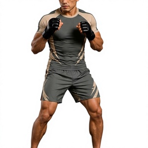 Ensemble de sport Performance Fight Gear : Rashguard à manches courtes et col rond, taille haute, sans coutures, anti-transpiration, pour le yoga - Product Image 2
