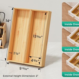 Wooden <b>Drawer</b> <b>Organizer</b> With Compartments For Knife Fork Storage Modern Minimalist Design Stackable <b>Kitchen</b> Utensil Holder - Product Image 3